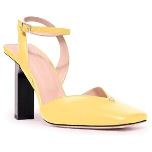 Tiannia Barnes Hope Ankle Strap High Diamond Heels in Yellow Size 38 EU 7-7.5 US